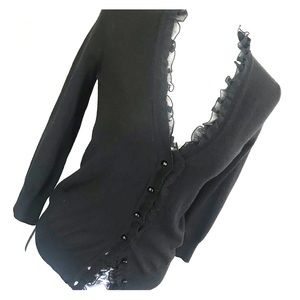 Black JCrew cardigan with ribbon detail XS